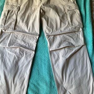 H&M Men's Relaxed Cargo Zip-Off Pants - Light Beige